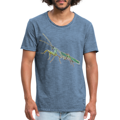 Männer Vintage T-Shirt Sphodromantis lineola male - Vintage Denim