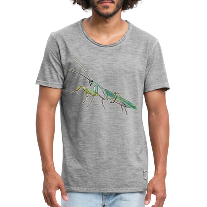 Männer Vintage T-Shirt Sphodromantis lineola male - Vintage Grau