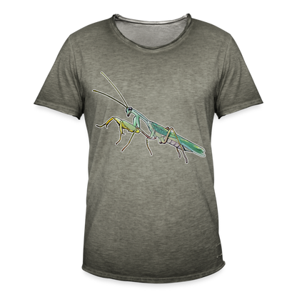 Männer Vintage T-Shirt Sphodromantis lineola male - Vintage Khaki