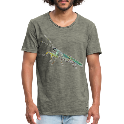 Männer Vintage T-Shirt Sphodromantis lineola male - Vintage Khaki