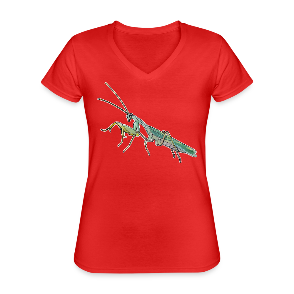 Frauen-T-Shirt mit V-Ausschnitt Sphodromantis lineola male - Rot
