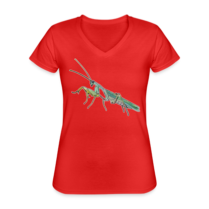Frauen-T-Shirt mit V-Ausschnitt Sphodromantis lineola male - Rot