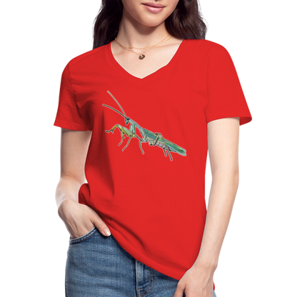 Frauen-T-Shirt mit V-Ausschnitt Sphodromantis lineola male - Rot
