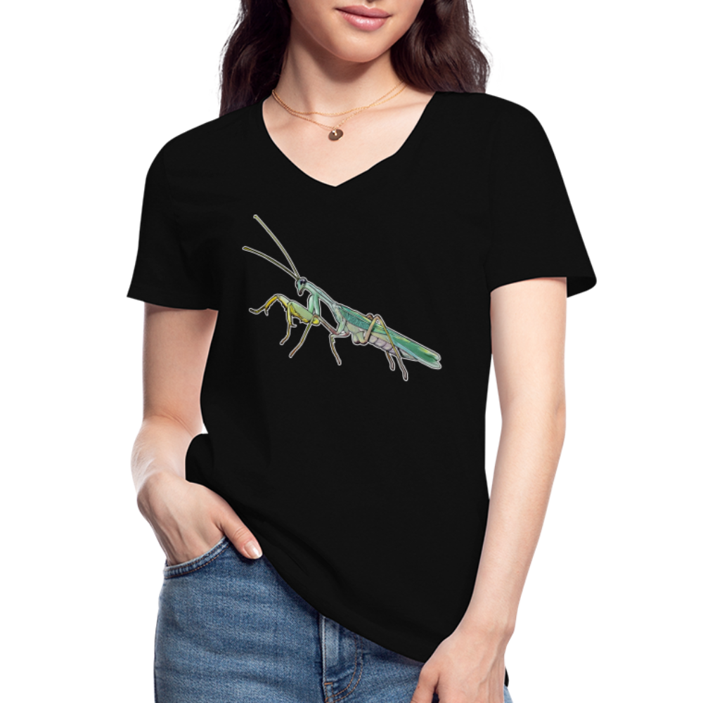 Frauen-T-Shirt mit V-Ausschnitt Sphodromantis lineola male - Schwarz