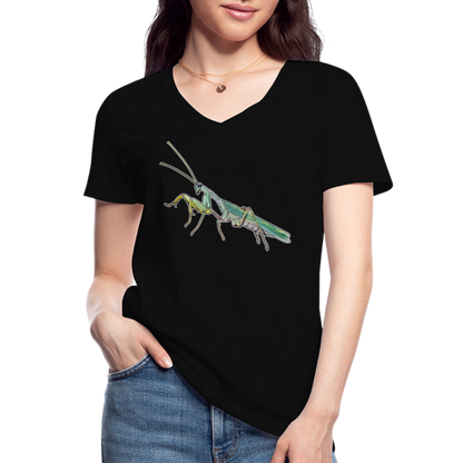 Frauen-T-Shirt mit V-Ausschnitt Sphodromantis lineola male - Schwarz