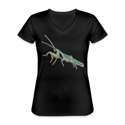 Frauen-T-Shirt mit V-Ausschnitt Sphodromantis lineola male - Schwarz