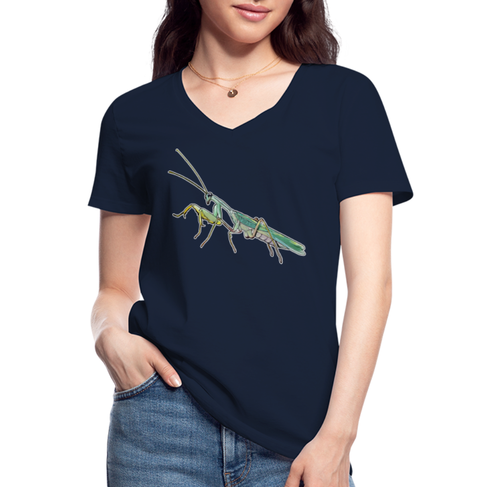 Frauen-T-Shirt mit V-Ausschnitt Sphodromantis lineola male - Navy