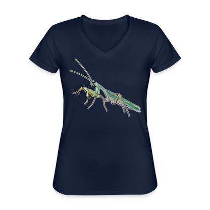 Frauen-T-Shirt mit V-Ausschnitt Sphodromantis lineola male - Navy