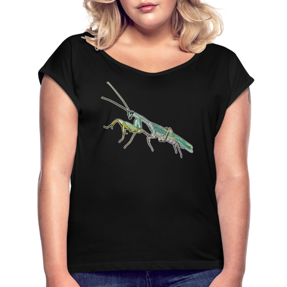 Frauen T-Shirt mit gerollten Ärmeln Sphodromantis lineola male - Schwarz