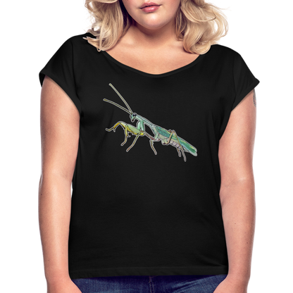 Frauen T-Shirt mit gerollten Ärmeln Sphodromantis lineola male - Schwarz