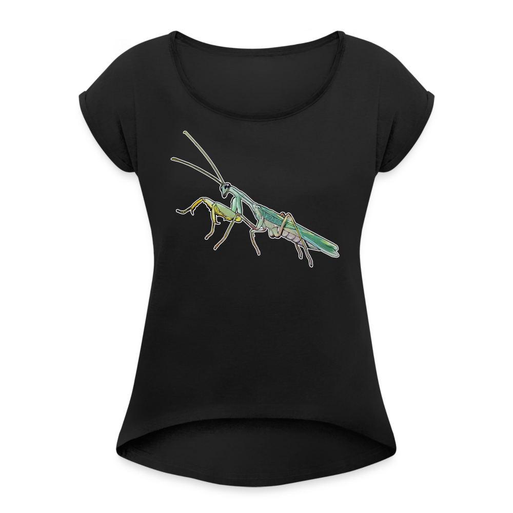 Frauen T-Shirt mit gerollten Ärmeln Sphodromantis lineola male - Schwarz