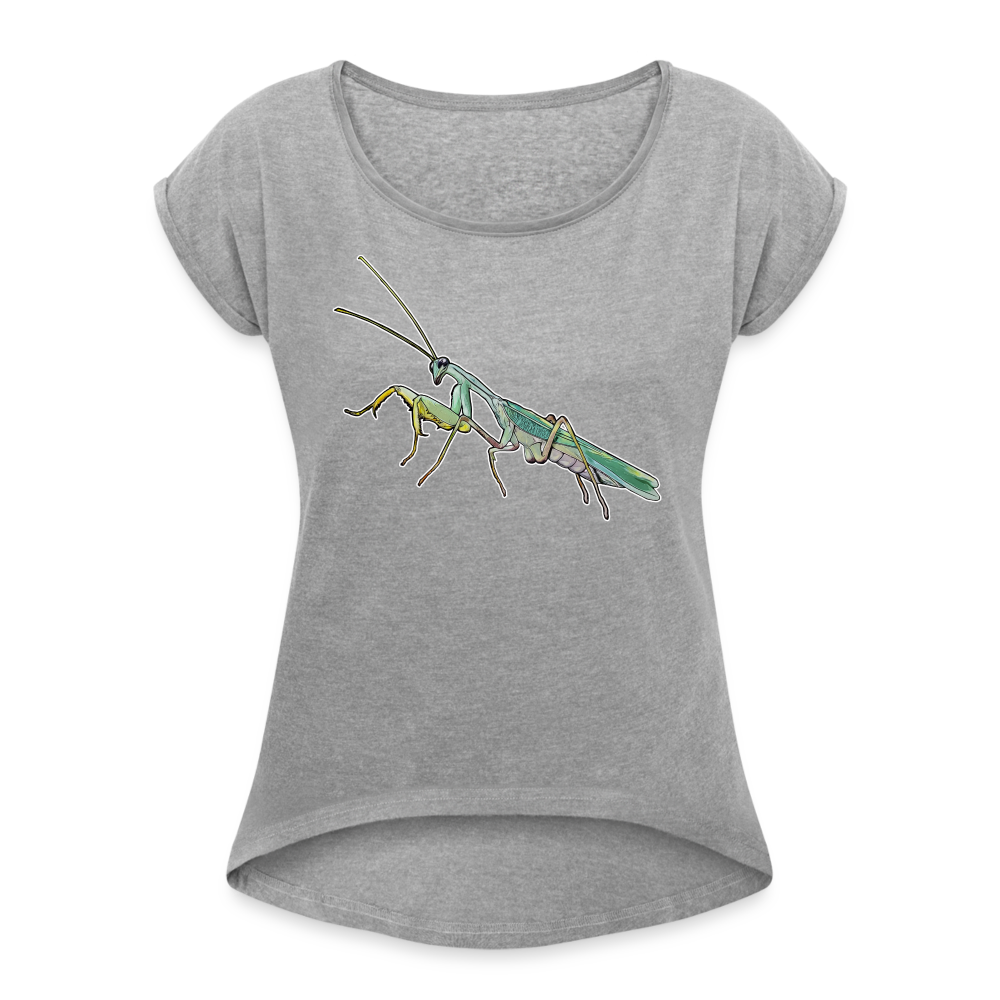 Frauen T-Shirt mit gerollten Ärmeln Sphodromantis lineola male - Grau meliert