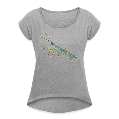 Frauen T-Shirt mit gerollten Ärmeln Sphodromantis lineola male - Grau meliert