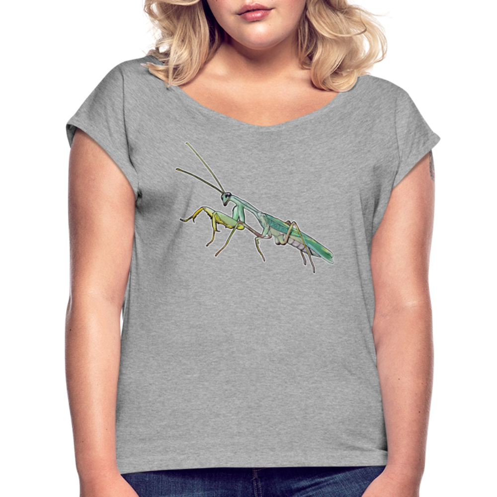 Frauen T-Shirt mit gerollten Ärmeln Sphodromantis lineola male - Grau meliert