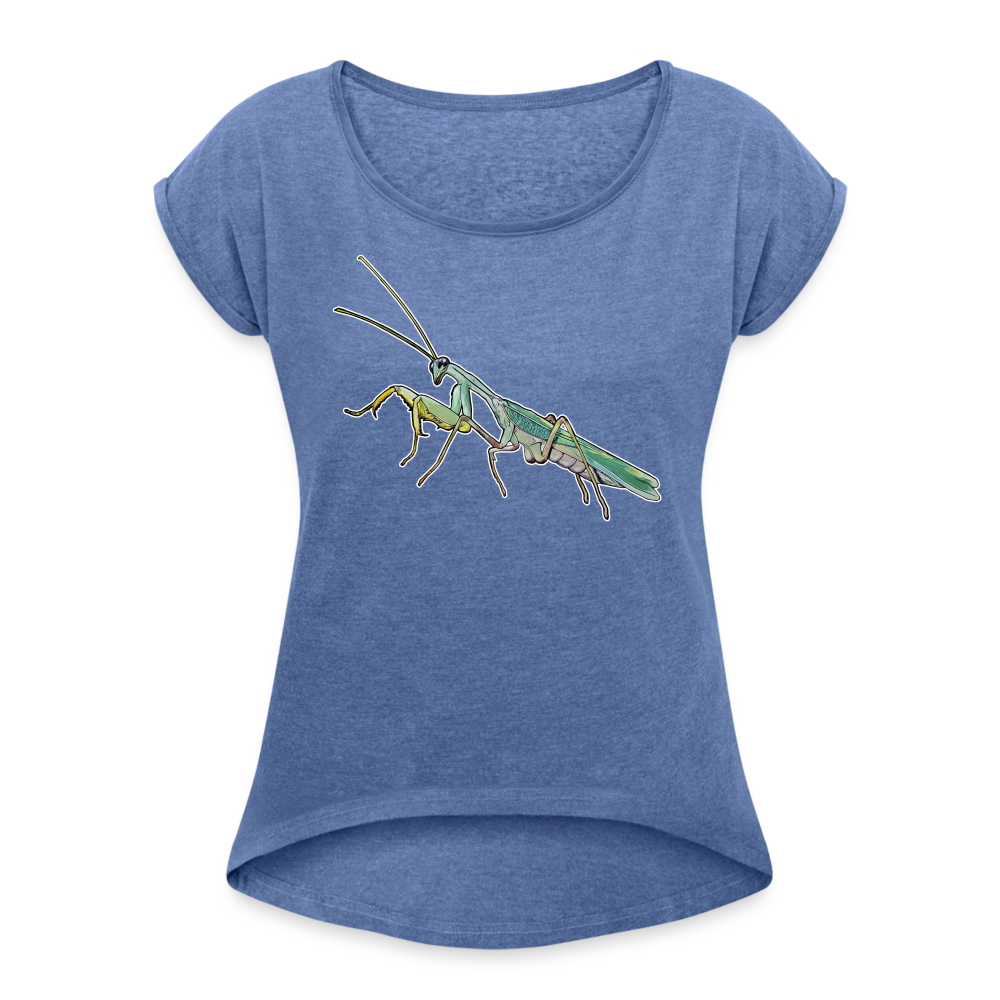 Frauen T-Shirt mit gerollten Ärmeln Sphodromantis lineola male - Denim meliert
