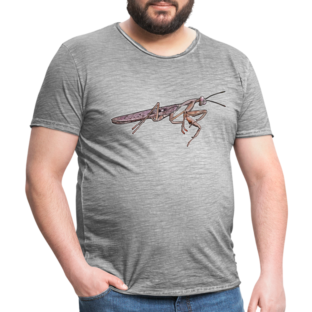 Männer Vintage T-Shirt Rhombodera kirbyi male - Vintage Grau