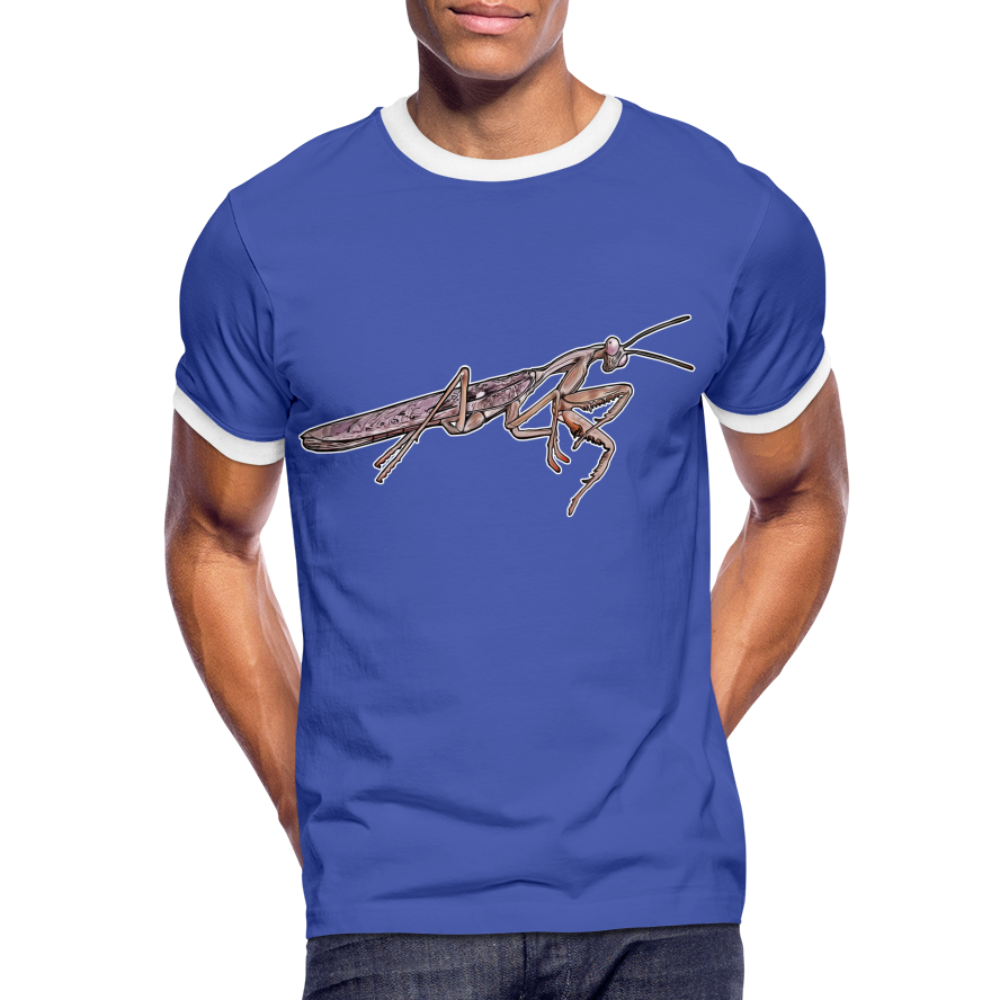 Männer Kontrast-T-Shirt Rhombodera kirbyi male - Blau/Weiß