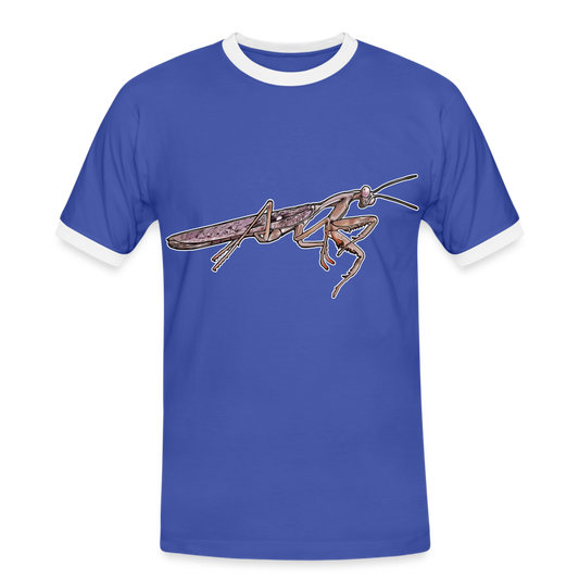 Männer Kontrast-T-Shirt Rhombodera kirbyi male - Blau/Weiß