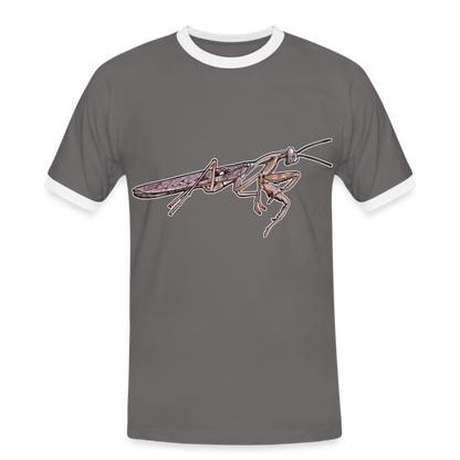 Männer Kontrast-T-Shirt Rhombodera kirbyi male - Dunkelgrau/Weiß