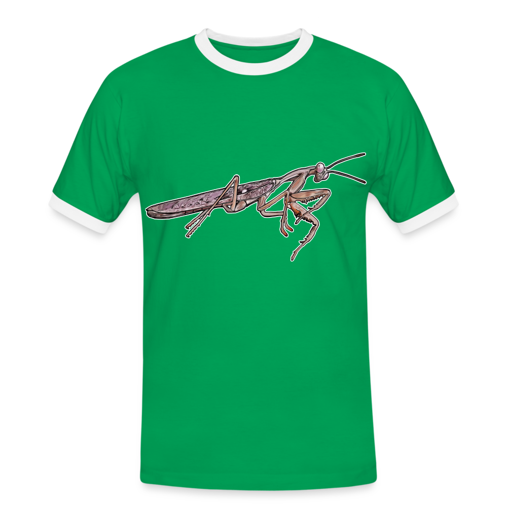 Männer Kontrast-T-Shirt Rhombodera kirbyi male - Kelly Green/Weiß