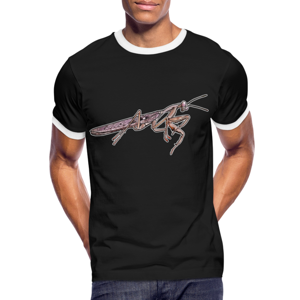 Männer Kontrast-T-Shirt Rhombodera kirbyi male - Schwarz/Weiß