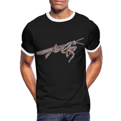 Männer Kontrast-T-Shirt Rhombodera kirbyi male - Schwarz/Weiß