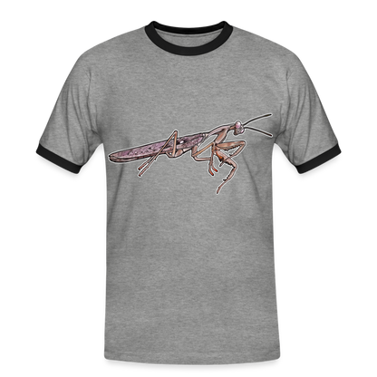 Männer Kontrast-T-Shirt Rhombodera kirbyi male - Grau meliert/Schwarz