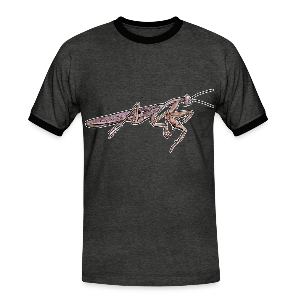 Männer Kontrast-T-Shirt Rhombodera kirbyi male - Anthrazit/Schwarz