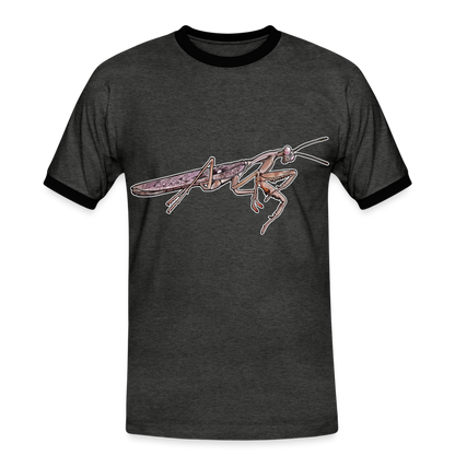 Männer Kontrast-T-Shirt Rhombodera kirbyi male - Anthrazit/Schwarz