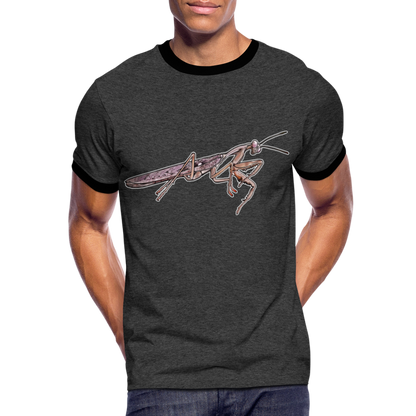 Männer Kontrast-T-Shirt Rhombodera kirbyi male - Anthrazit/Schwarz