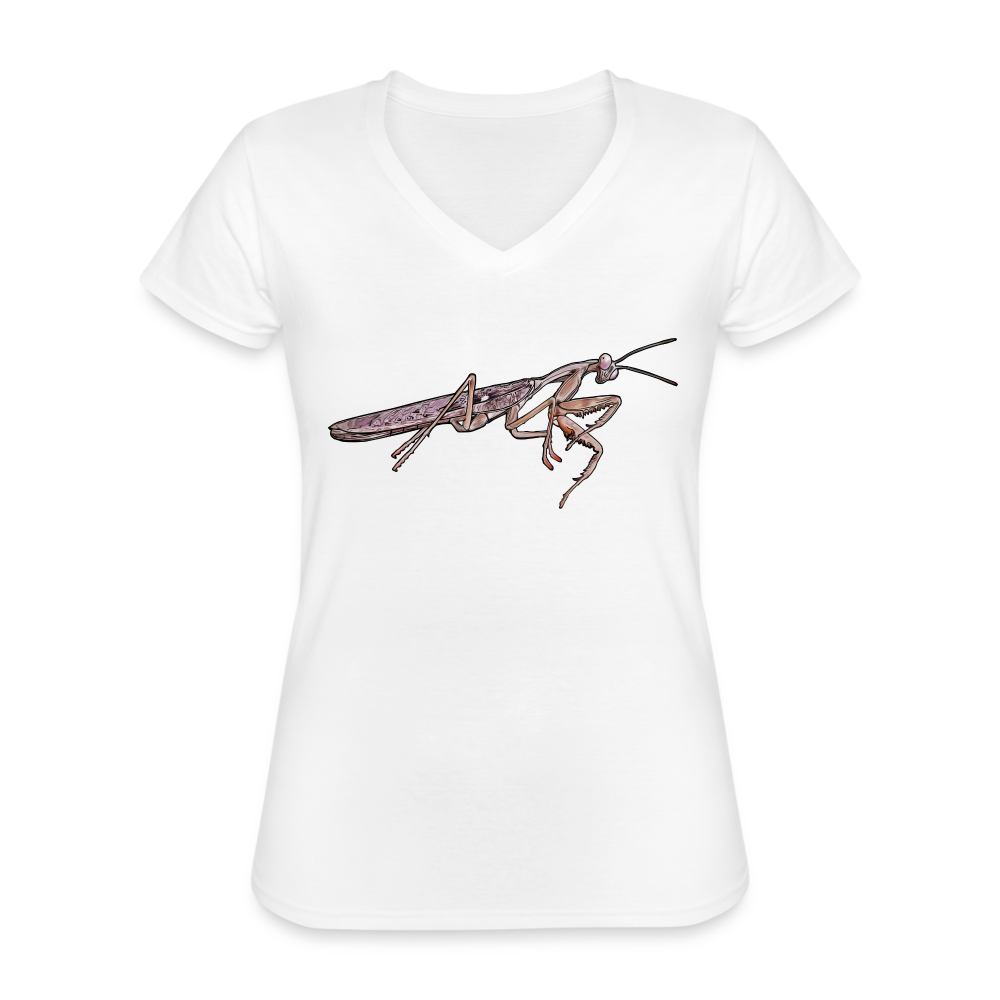 Frauen-T-Shirt mit V-Ausschnitt Rhombodera kirbyi male - weiß