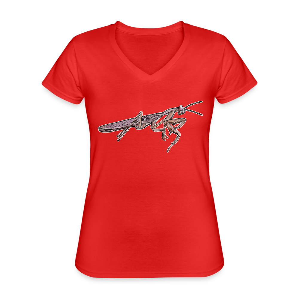 Frauen-T-Shirt mit V-Ausschnitt Rhombodera kirbyi male - Rot