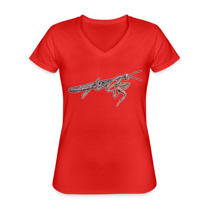 Frauen-T-Shirt mit V-Ausschnitt Rhombodera kirbyi male - Rot