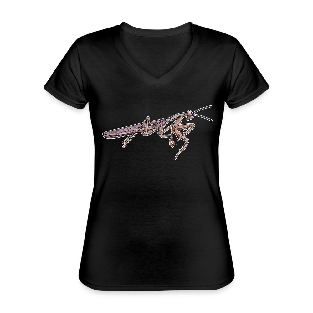 Frauen-T-Shirt mit V-Ausschnitt Rhombodera kirbyi male - Schwarz