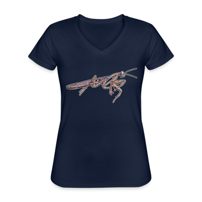 Frauen-T-Shirt mit V-Ausschnitt Rhombodera kirbyi male - Navy