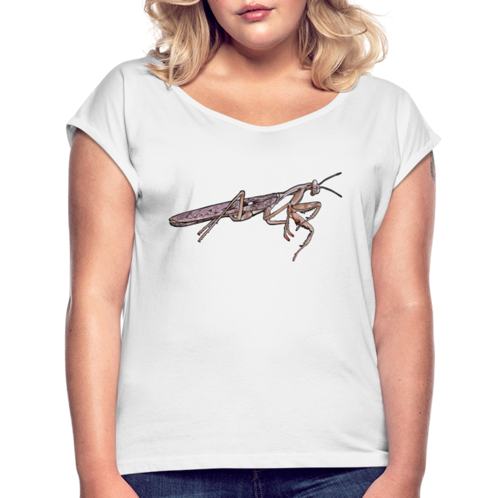 Frauen T-Shirt mit gerollten Ärmeln Rhombodera kirbyi male - weiß