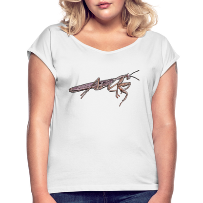 Frauen T-Shirt mit gerollten Ärmeln Rhombodera kirbyi male - weiß