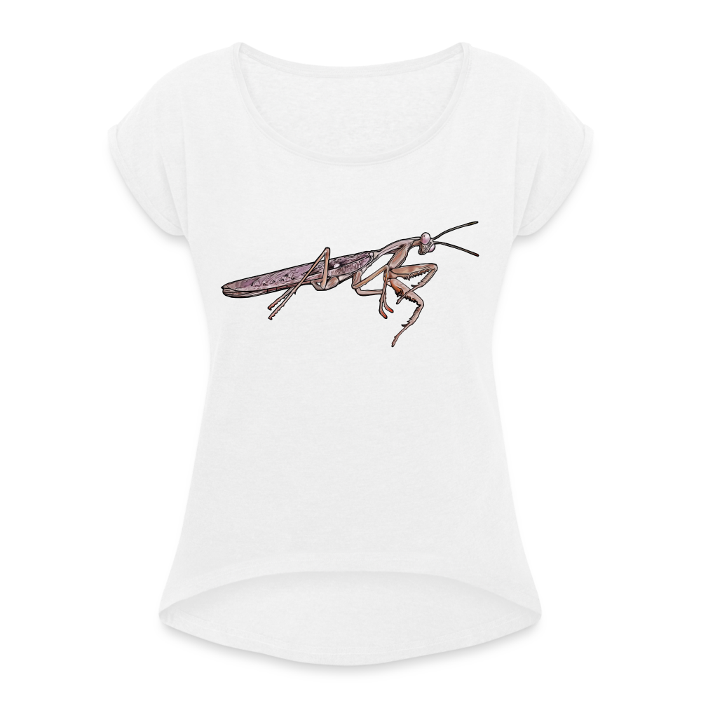 Frauen T-Shirt mit gerollten Ärmeln Rhombodera kirbyi male - weiß