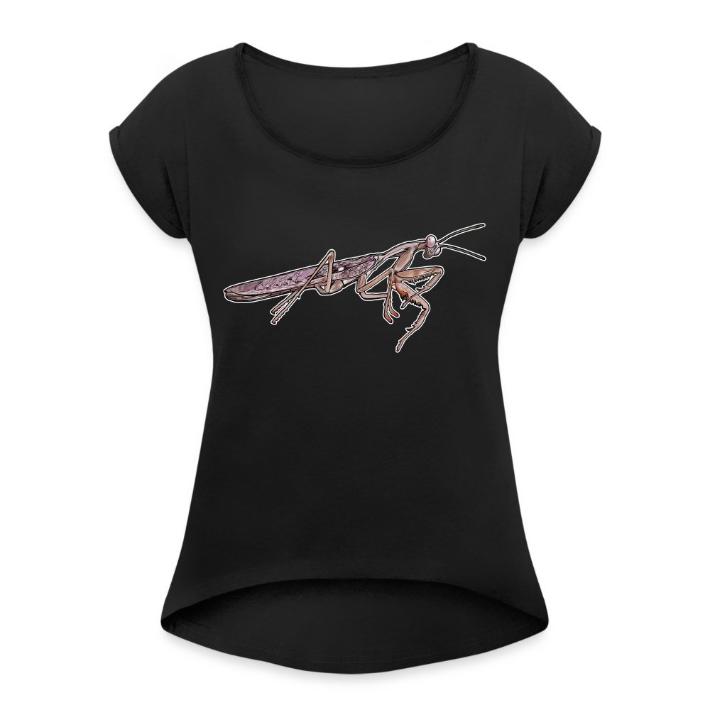 Frauen T-Shirt mit gerollten Ärmeln Rhombodera kirbyi male - Schwarz