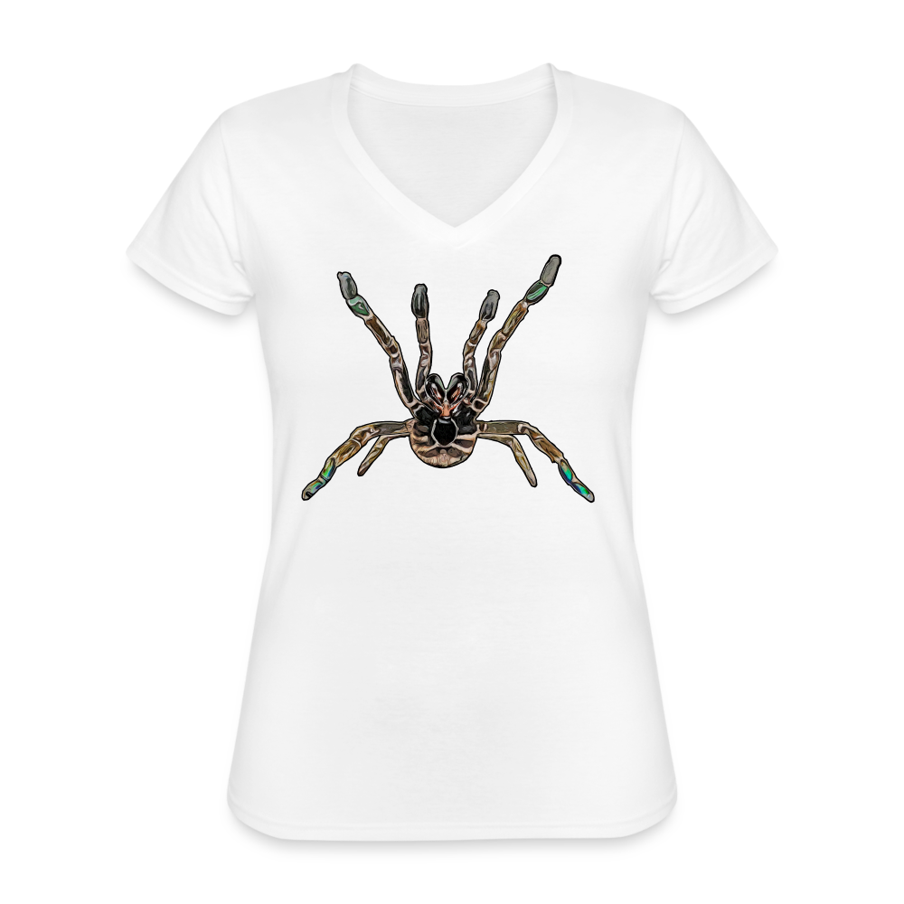 Frauen-T-Shirt mit V-Ausschnitt Pterinochilus murinus tcf - weiß