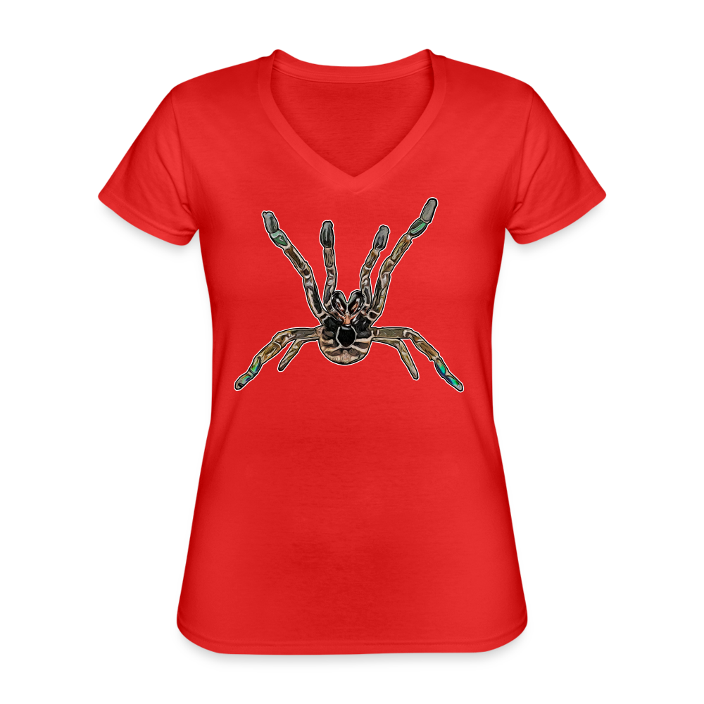 Frauen-T-Shirt mit V-Ausschnitt Pterinochilus murinus tcf - Rot