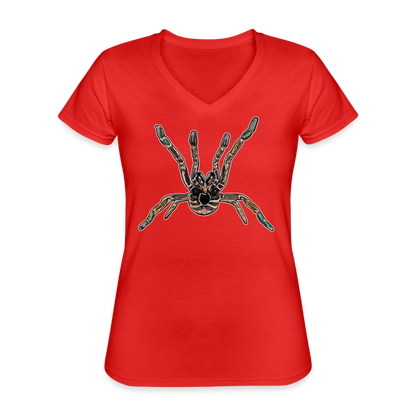 Frauen-T-Shirt mit V-Ausschnitt Pterinochilus murinus tcf - Rot