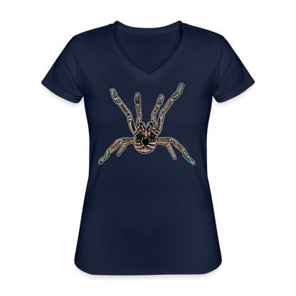 Frauen-T-Shirt mit V-Ausschnitt Pterinochilus murinus tcf - Navy