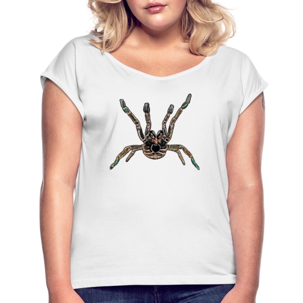 Frauen T-Shirt mit gerollten Ärmeln Pterinochilus murinus tcf - weiß
