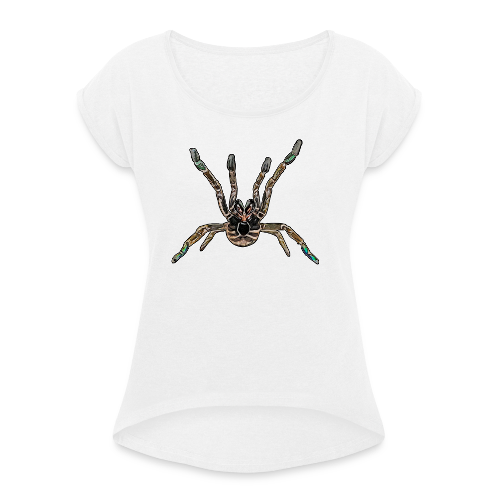 Frauen T-Shirt mit gerollten Ärmeln Pterinochilus murinus tcf - weiß