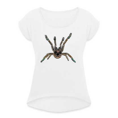 Frauen T-Shirt mit gerollten Ärmeln Pterinochilus murinus tcf - weiß