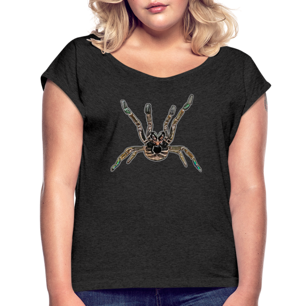Frauen T-Shirt mit gerollten Ärmeln Pterinochilus murinus tcf - Schwarz meliert