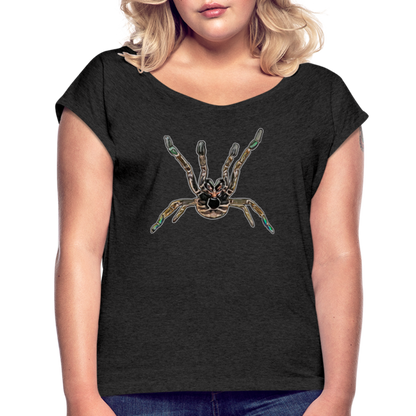 Frauen T-Shirt mit gerollten Ärmeln Pterinochilus murinus tcf - Schwarz meliert