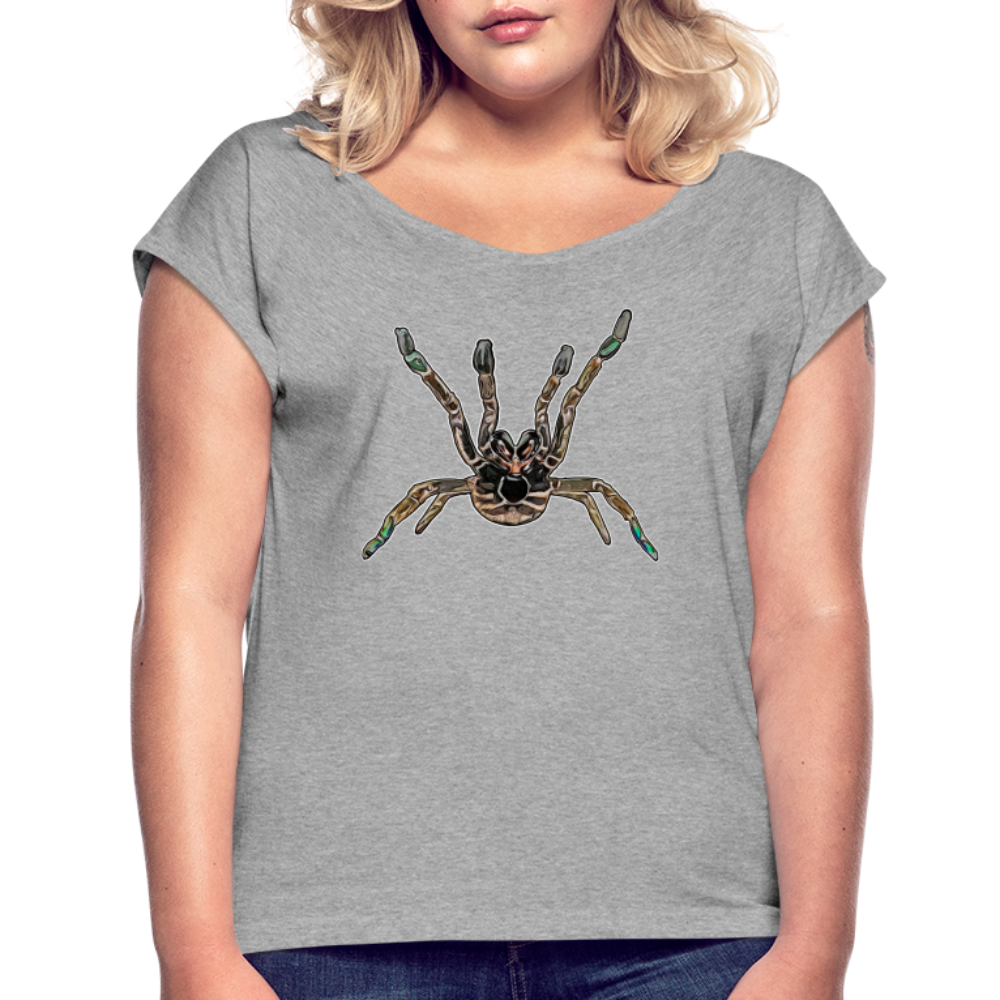 Frauen T-Shirt mit gerollten Ärmeln Pterinochilus murinus tcf - Grau meliert