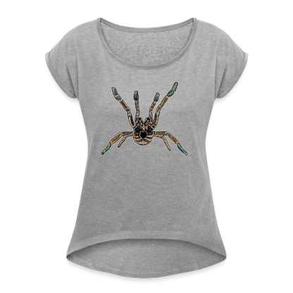 Frauen T-Shirt mit gerollten Ärmeln Pterinochilus murinus tcf - Grau meliert